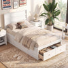 Twin Size Bed Frame with Storage Drawers and Headboard-White - Gallery View 1 of 9