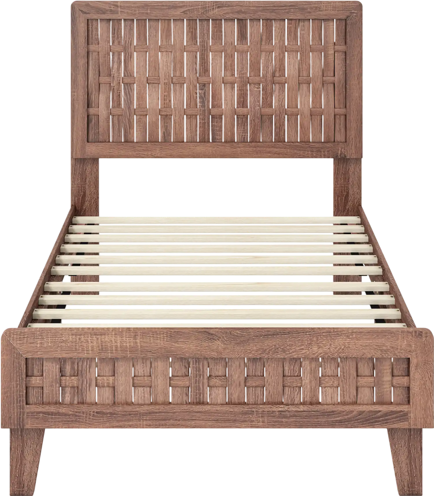 Costway Mid Century Woven Accent Twin/Full Bed Frame 24016580 New