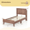 Dimensions of twin size bed frame with woven accent headboard, featuring 12 sturdy plywood slats and robust wooden.