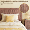Twin size bed frame with elegant woven pattern headboard, showcasing rustic appeal and sturdy wooden construction.