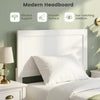 Twin size bed frame with modern headboard in white, featuring efficient support and smooth surface for small rooms.