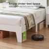 Twin size bed frame with a mid-century modern headboard and 6" under-bed space for easy storage and cleaning.