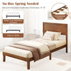 Twin size bed frame with headboard and wooden slats support, featuring a rustic design and no box spring needed.