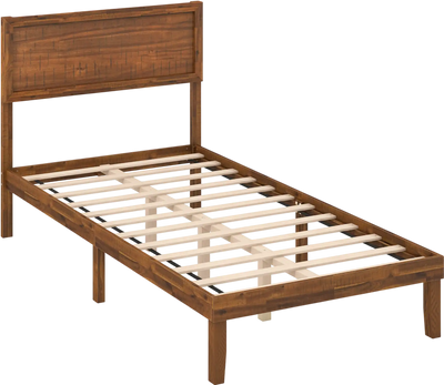 Costway Platform Bed Frame with Headboard Wooden Slat Support 981743526 New