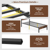 Detail of the bed frame's snap lock design and added support legs for stability, featuring anti-slip foot pads.