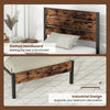 Slatted headboard and industrial design of the twin size bed frame, enhancing bedroom decor and stability.