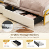 Fabric storage drawers with smooth rolling casters for the Twin/Full/Queen size bed frame, keeping your bedroom.
