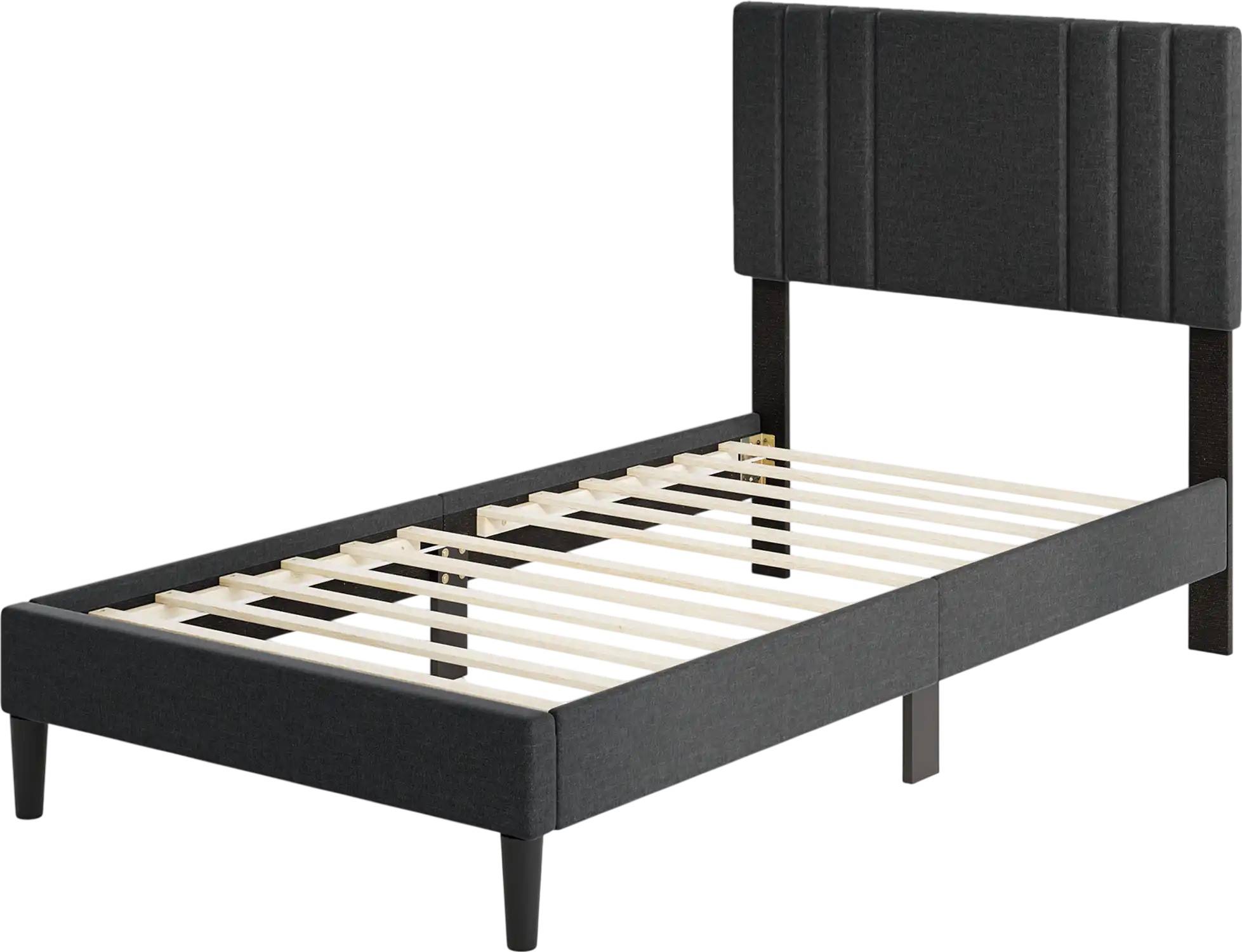 Costway Vertical Channel Tufted Bed Frame Wooden Slats Headboard 835976412 New
