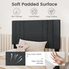 Twin size bed frame with vertical channel tufted headboard in faux linen fabric, featuring a soft padded surface for.