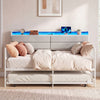 Twin Size Daybed with Trundle and Metal Bed Frame with Headboard-White - Gallery View 1 of 12