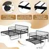 Adjustable metal twin size daybed in black with pop-up trundle, LED light, and charging station for versatile use.