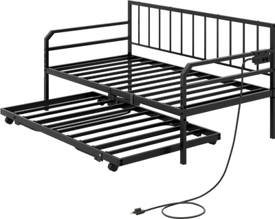 Costway Twin Adjustable Metal Daybed w/ Charging Station & LED Light 216983754 New