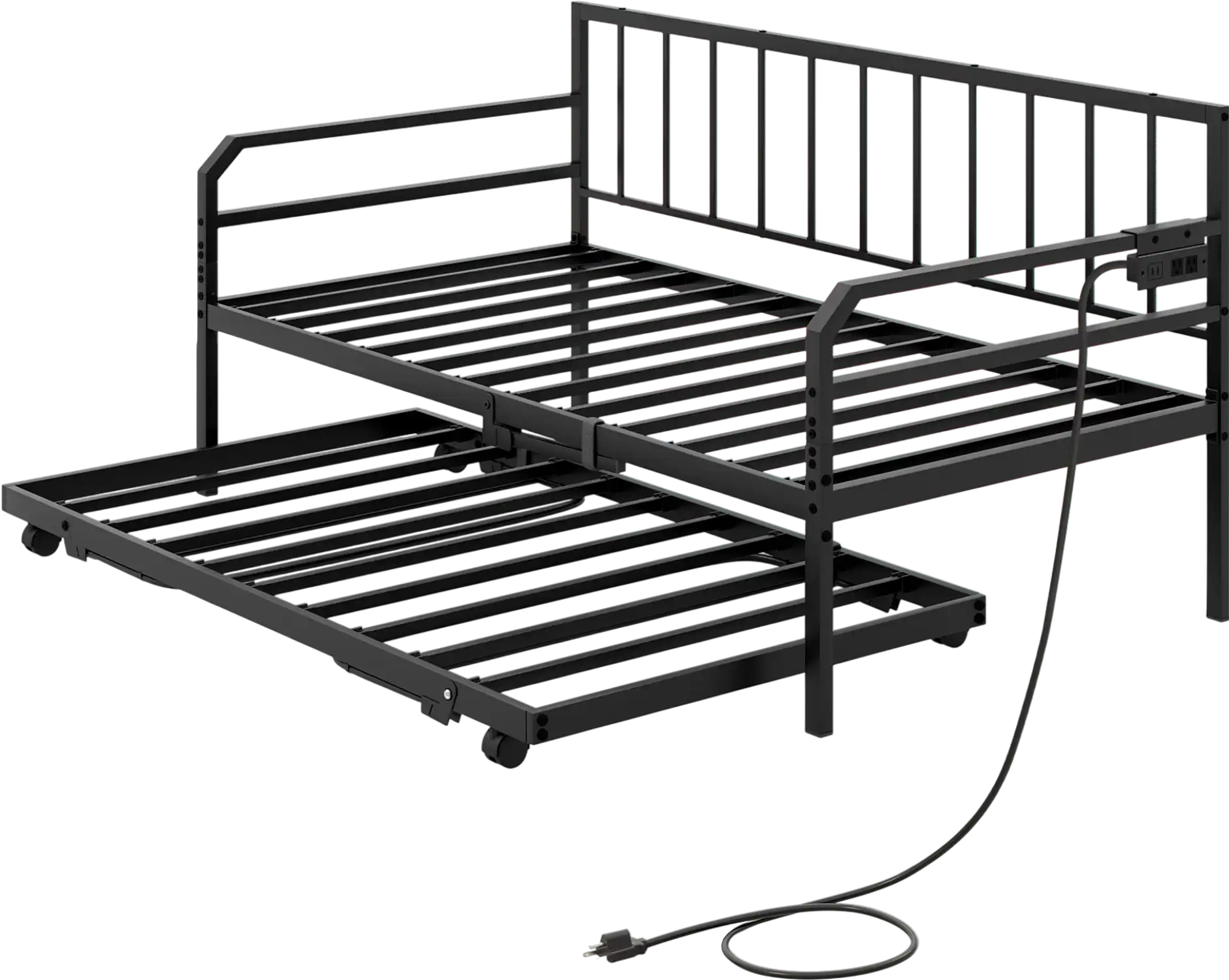 Costway Twin Metal Daybed Frame w/ Charging Station & LED Light 216983754 New