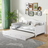 Twin Size Daybed with Trundle and Slats Support on Wheels-White - Gallery View 1 of 14