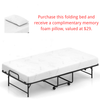 Twin size folding bed with 5-inch mattress and free memory foam pillow, perfect for guest rooms or apartments.