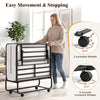 Twin size folding bed with 5-inch gel memory foam mattress, featuring 4 universal wheels for easy movement and storage.