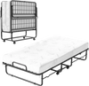 Twin Size Folding Bed with 5-inch Mattress and Metal Frame for Apartment