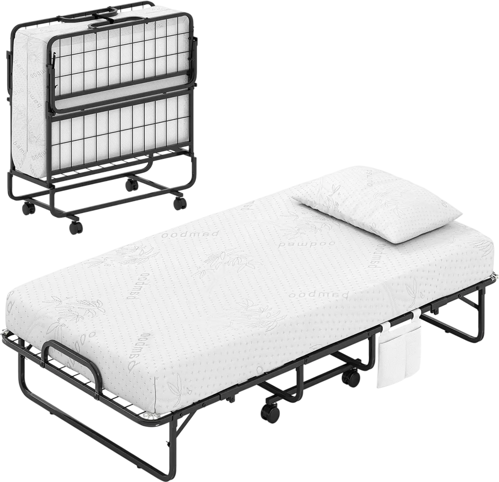 【Free $29 Pillow with Bed Purchase】Twin Size Folding Bed with 5 Inch Mattress