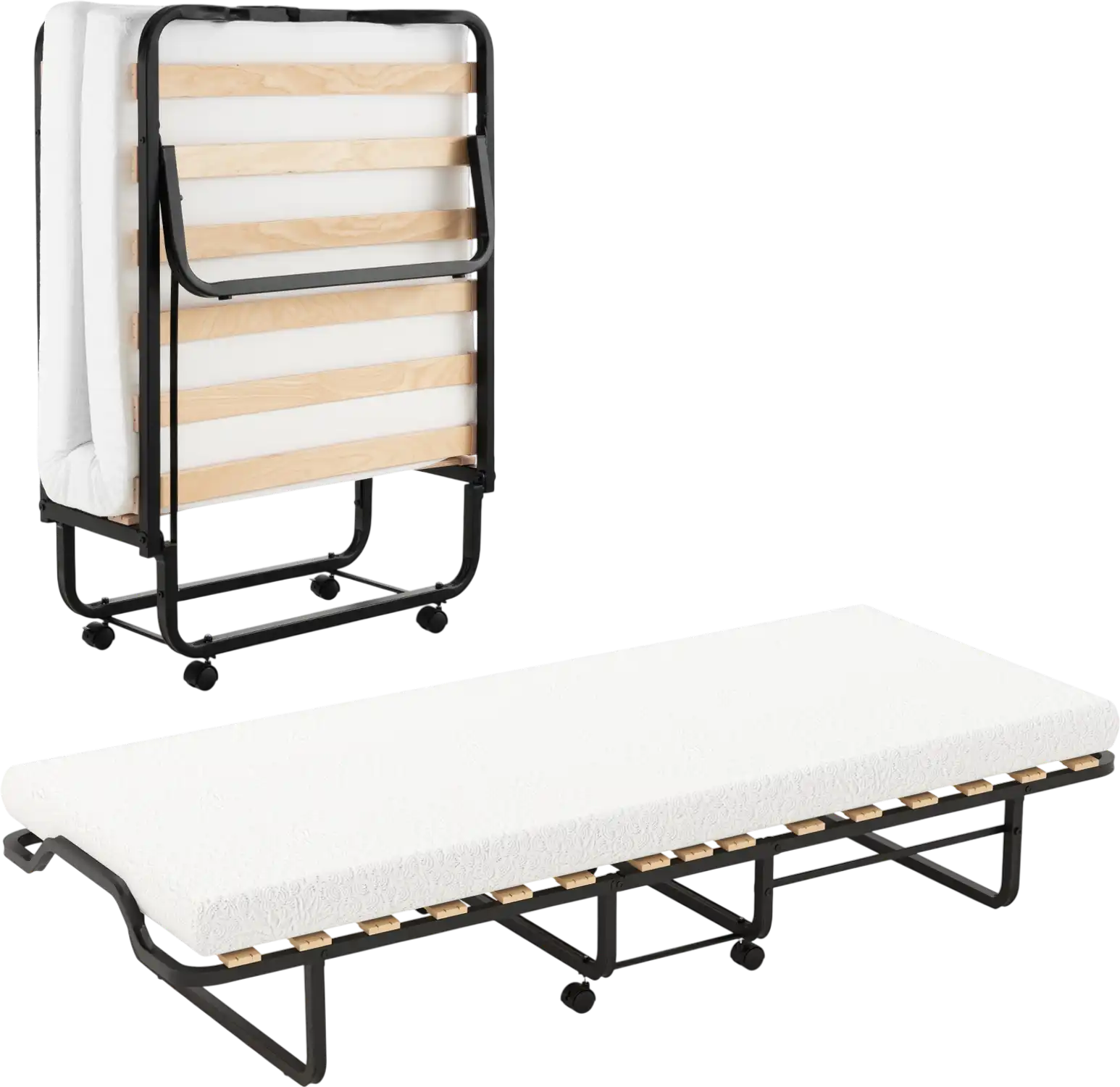 Costway Twin Folding Bed w/ Foam Mattress & Lockable Wheels 71982354 New