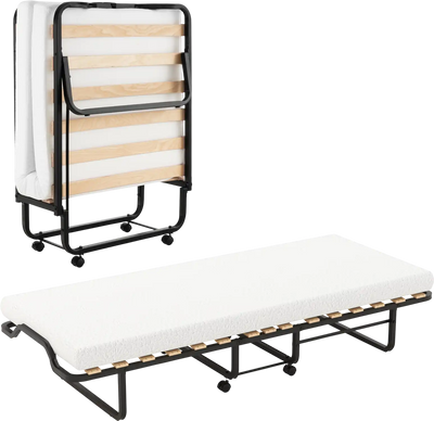 Costway Twin Folding Bed w/ Foam Mattress & Lockable Wheels 71982354 New