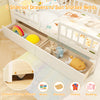 Twin size house bed with white finish and slide-out drawers for storage, featuring smooth rolling wheels for easy.