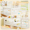 Twin size house bed with guardrails and open gate, made of solid pine wood, perfect for kids' independence and storage.