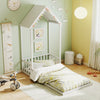 Twin Size House Bed with House Shape Roof and Semi-Fence-White - Gallery View 1 of 9