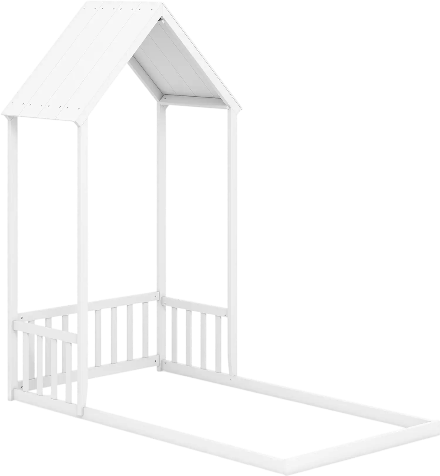 Costway Twin House Bed Semi-Fence Roof 59202002 New