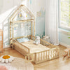 Twin Size House Floor Bed with House-shaped Headboard-Natural - Gallery View 1 of 10