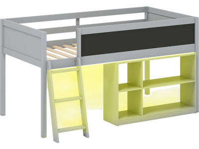 Costway Twin Kids Loft Bed w/ LED Lights & Removable Bookcase 55230893 New