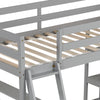 Twin size loft bed in gray with sturdy wooden slats and integrated ladder, perfect for maximizing kids' room space.