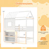 Twin size loft bed with LED lights, integrated bookshelf, and sturdy pine wood frame, ideal for kids' rooms.
