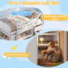 Twin size loft bed in white with LED lights, under-bed play space, and ample storage for kids' rooms.