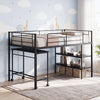Twin Size Loft Bed with Rolling Desk and Bookshelf Platform Bed Frame-Black - Gallery View 1 of 11