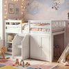 Twin Size Loft Bed with LED Lights and Kids Wooden Bed Frame-White - Gallery View 1 of 10