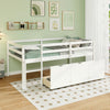 Twin Size Low Loft Bed with 3 Drawers with Ladder and Full-length Guardrails-White - Gallery View 1 of 10