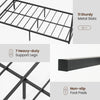 Twin size metal canopy bed frame with 11 sturdy slats, 7 heavy-duty support legs, and non-slip foot pads for stability.