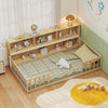 Twin Size Montessori Floor Bed with Bookcase-Natural - Gallery View 1 of 10