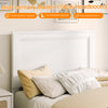 Twin size wooden bed frame with integrated headboard in white, offering contemporary appeal and comfortable support.