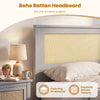 Twin size rattan bed frame in gray with woven accent and storage drawers for stylish organization and support.