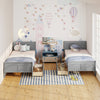 Twin size gray sleigh bed with two storage drawers, stylish headboard, perfect for children's bedroom organization.
