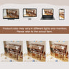 Twin size solid wood slatted loft bed frame in brown with safety guardrail, integrated ladder, desk, and storage shelf.