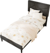 Twin upholstered platform bed frame with high headboard in a modern style, featuring a soft padded surface and robust.