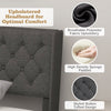 Twin size upholstered platform bed with button tufted headboard, breathable polyester fabric, and high-density sponge.