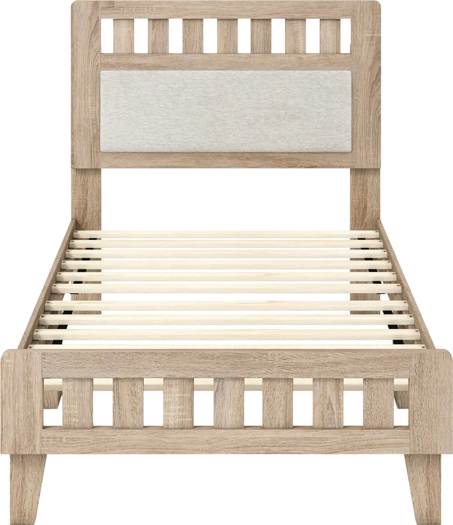 Costway Mid Century Wood Bed Frame Upholstered Headboard Twin/Full 74283207 New