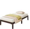 Twin wood platform bed frame in espresso with sturdy slats, minimalist design, and ample under-bed storage space.