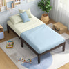 Twin wood platform bed frame in espresso with slats support, featuring a minimalist design and ample under-bed storage.