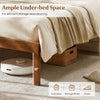 Twin size wooden platform bed frame in walnut with 12" under-bed space for efficient storage and easy cleaning.