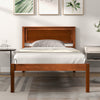 Twin size bed frame with wooden headboard, sturdy slat support, and 12" under bed storage for a tidy room.