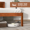 Twin/Full/Queen size bed frame with wooden headboard, showcasing 12" under-bed storage space for organization.